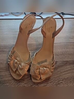 Kate Spade Muse Gold Bow Slingback Pumps